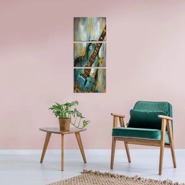 Multicolor_Music_Canvas_Wall_Art_Set_of_3_Abstract_Guitar_Painting_on_Canvas_|_For_Home_Living_Room_Pub_Bar_Decor_Gallery_Wrapped_Teal_and_Gold_Artwork_Giclee_Print_Framed_Ready_to_Hang