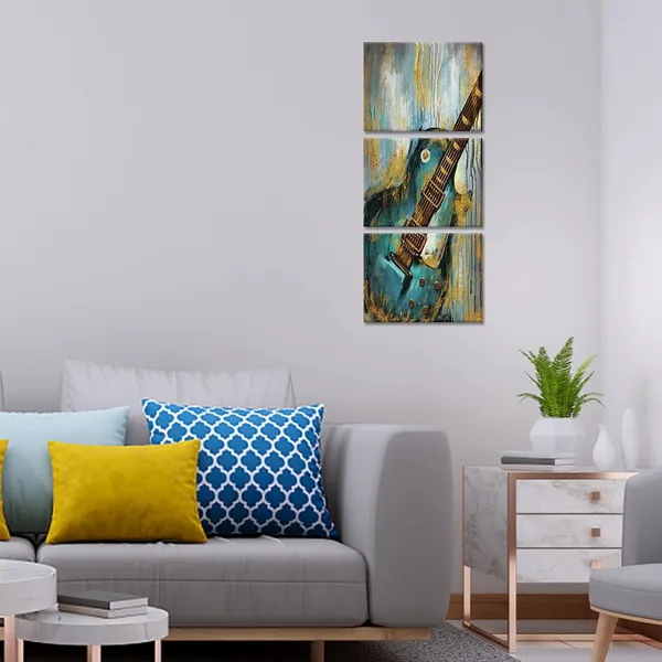 Multicolor_Music_Canvas_Wall_Art_Set_of_3_Abstract_Guitar_Painting_on_Canvas_|_For_Home_Living_Room_Pub_Bar_Decor_Gallery_Wrapped_Teal_and_Gold_Artwork_Giclee_Print_Framed_Ready_to_Hang
