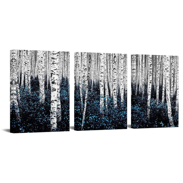 Multicolor_Birch_Tree_Canvas_Wall_Art_Blue_|_Forest_Pictures_Teal_Gray_Aspen_Painting_Modern_Landscape_Canvas_Art_Turquoise_Wall_Decor_|_For_Bathroom_Bedroom_Decor_Set_of_3