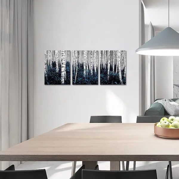Multicolor_Birch_Tree_Canvas_Wall_Art_Blue_|_Forest_Pictures_Teal_Gray_Aspen_Painting_Modern_Landscape_Canvas_Art_Turquoise_Wall_Decor_|_For_Bathroom_Bedroom_Decor_Set_of_3