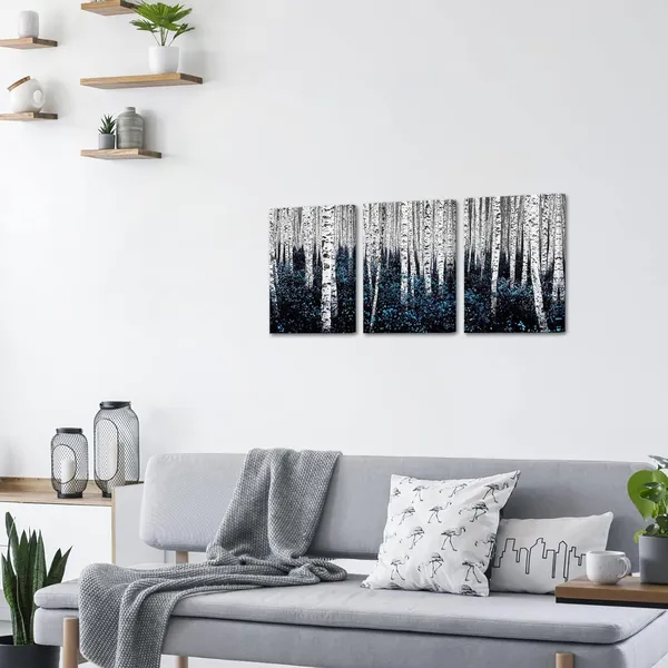 Multicolor_Birch_Tree_Canvas_Wall_Art_Blue_|_Forest_Pictures_Teal_Gray_Aspen_Painting_Modern_Landscape_Canvas_Art_Turquoise_Wall_Decor_|_For_Bathroom_Bedroom_Decor_Set_of_3