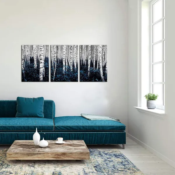 Multicolor_Birch_Tree_Canvas_Wall_Art_Blue_|_Forest_Pictures_Teal_Gray_Aspen_Painting_Modern_Landscape_Canvas_Art_Turquoise_Wall_Decor_|_For_Bathroom_Bedroom_Decor_Set_of_3
