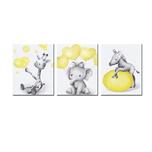 Multicolor_Lovely_Animal_Wall_Art_Elephant_Giraffe_Zebra_Art_Prints_Vintage_Grey_and_Yellow_Decoration_Modern_Kids_Bedroom_Bathroom_Decor