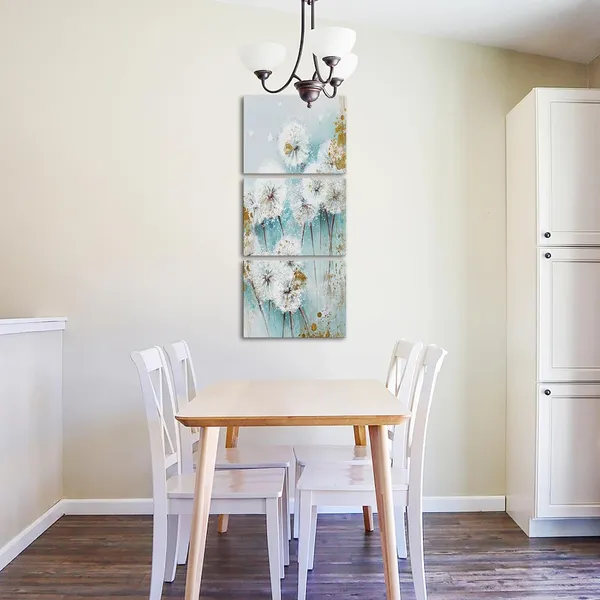 Multicolor_3_Piece_Dandelion_Flower_Wall_Art_Abstract_White_Teal_Dandelion_Picture_Art_Prints_Vintage_Floral_Painting_Canvas_Artwork_|_For_Home_Living_Room_Bathroom_Bedroom_Decoration_Ready_to_Hang