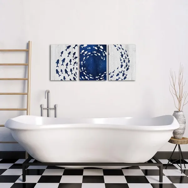 Multicolor_Fish_Canvas_Wall_Art_Abstract_Fish_Dancing_Painting_Prints_Modern_Blue_and_White_Bathroom_Decor_(Blue)