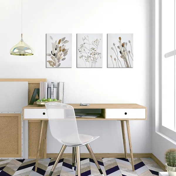 Multicolor_Neutral_Canvas_Wall_Art_Boho_Botanical_Flower_Painting_Prints_Beige_Dried_Floral_Poster_Framed_|_For_Bathroom_Bedroom_Decor