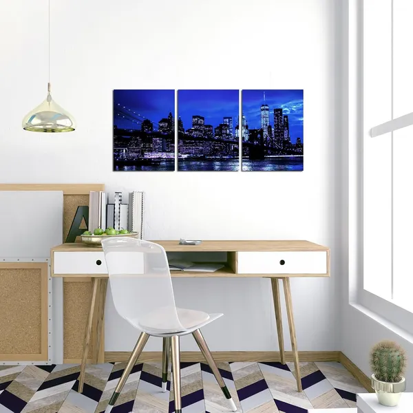 Multicolor_3_Pieces_New_York_City_Wall_Art_Canvas_Black_and_White_Blue_Brooklyn_Bridge_Night_Skyline_Picture_Photo_Print_Modern_Cityscape_Poster_Painting_|_For_Home_Office_Living_Room_Decor_(Small)_(Blue)