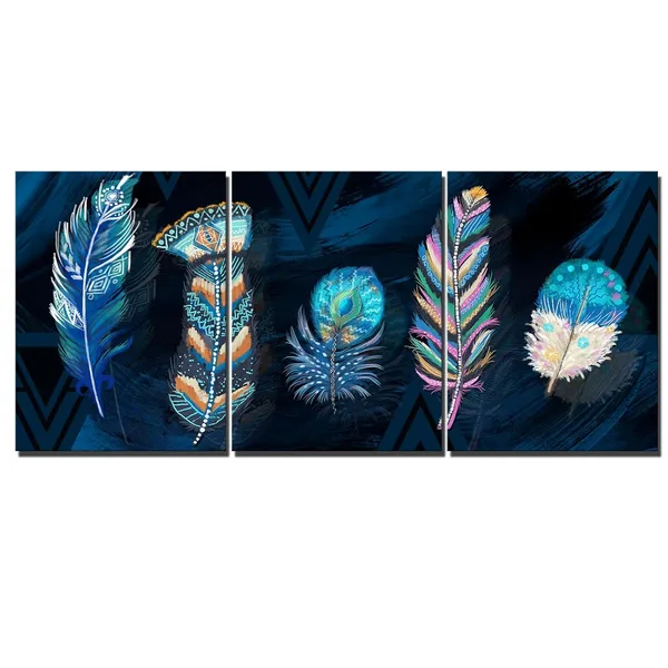 Multicolor_3_Piece_Indian_Feather_Canvas_Wall_Art_Modern_Native_American_Indian_Painting_Art_Prints_Minimalist_Boho_Picture_Poster_|_For_Room_Bedroom_Bathroom_Wall_Decoration_Framed_Artwork_Ready_to_Hang