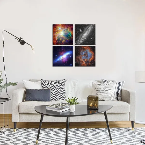 Multicolor_4_Panels_Space_and_Nebulae_Wall_Painting_Giclee_Artwork_Abstract_Colorful_Universe_Picture_Canvas_Wall_Art_with_Wood_Frame,Modern_Home_Living_Room_Decoration