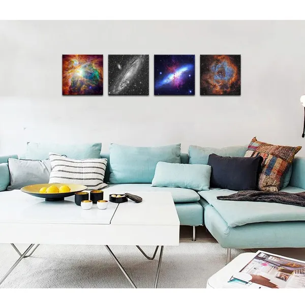Multicolor_4_Panels_Space_and_Nebulae_Wall_Painting_Giclee_Artwork_Abstract_Colorful_Universe_Picture_Canvas_Wall_Art_with_Wood_Frame,Modern_Home_Living_Room_Decoration