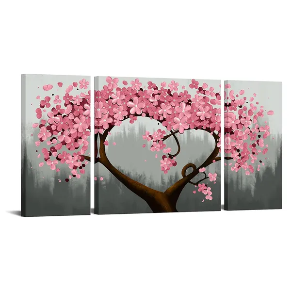 Multicolor_Canvas_Art_Prints_3_Piece_Pink_Flower_Paintings_|_For_Wall_Modern_Home_Living_Room_Decoration_Floral_Pictures_Wall_Decor_Framed_Giclee_Artwork_Ready_to_Hang_(Pink)