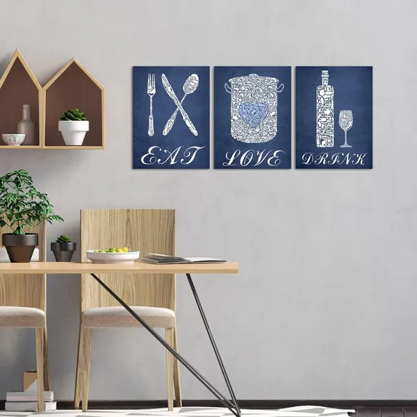 Multicolor_3_Piece_Kitchen_Wall_Art_Eat_Love_Inspirational_Quote_Sign_Restaurant_Cafe_Bar_Decorations_Navy_Blue_Poster_Print_on_Canvas_Framed_|_For_Farmhouse_Country_Home_Dining_Room_Decor_Ready_to_Hang