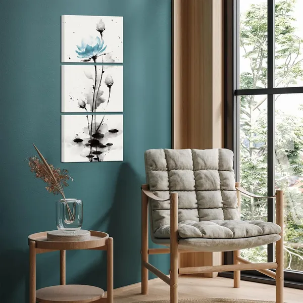 Multicolor_Traditional_Chinese_Painting_Watercolor_Lotus_Flowers_Canvas_Prints_Zen_Water_Lily_Art_Pictures_Decor_(Teal)