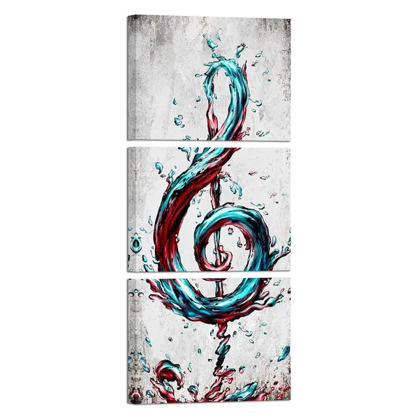 Multicolor_3_Piece_Abstract_Canvas_Wall_Art_Modern_Music_Note_Painting_Poster_Print_Modern_Turquoise_and_Red_Picture_Artwork_|_For_Kitchen_Bedroom_Bathroom_Decor_(Teal)