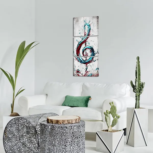 Multicolor_3_Piece_Abstract_Canvas_Wall_Art_Modern_Music_Note_Painting_Poster_Print_Modern_Turquoise_and_Red_Picture_Artwork_|_For_Kitchen_Bedroom_Bathroom_Decor_(Teal)
