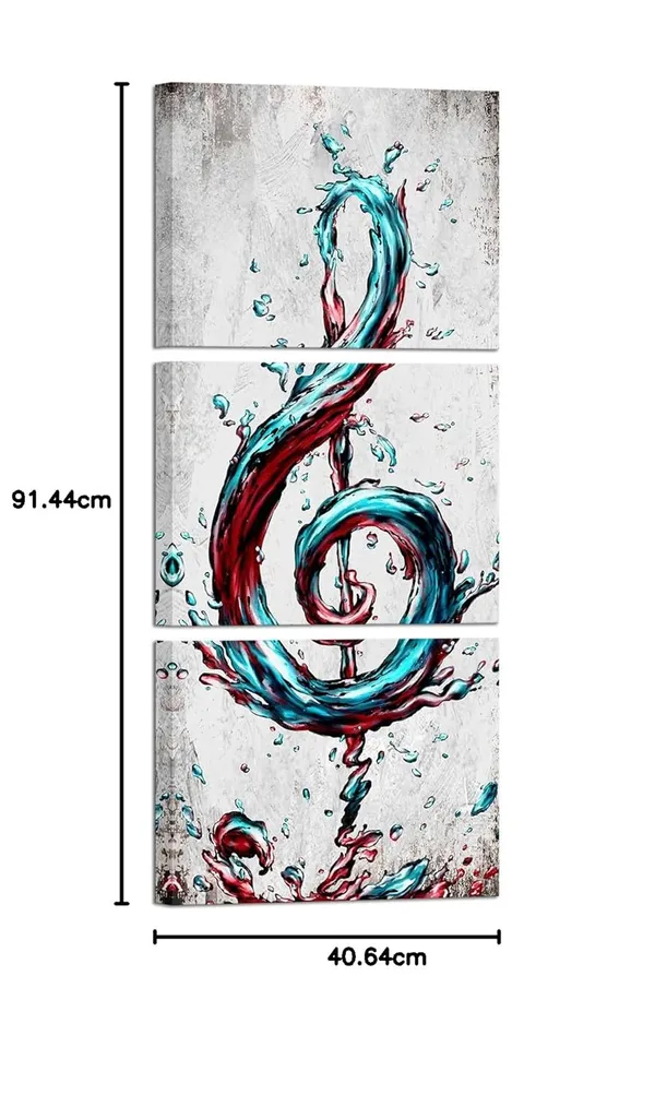 Multicolor_3_Piece_Abstract_Canvas_Wall_Art_Modern_Music_Note_Painting_Poster_Print_Modern_Turquoise_and_Red_Picture_Artwork_|_For_Kitchen_Bedroom_Bathroom_Decor_(Teal)