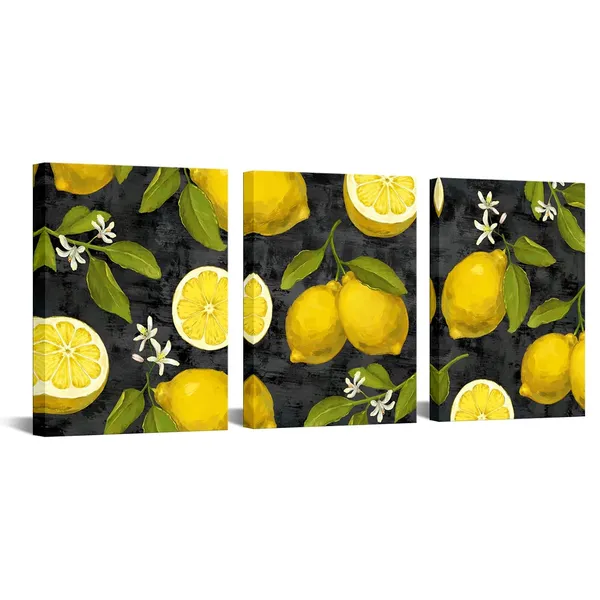 Multicolor_3_Piece_fruit_lemon_canvas_wall_art_|_For_kitchen_(Small)
