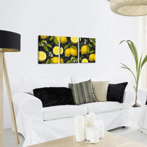 Multicolor_3_Piece_fruit_lemon_canvas_wall_art_|_For_kitchen_(Small)