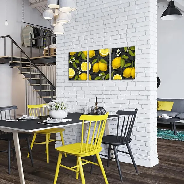 Multicolor_3_Piece_fruit_lemon_canvas_wall_art_|_For_kitchen_(Small)