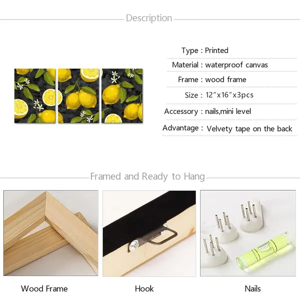 Multicolor_3_Piece_fruit_lemon_canvas_wall_art_|_For_kitchen_(Small)
