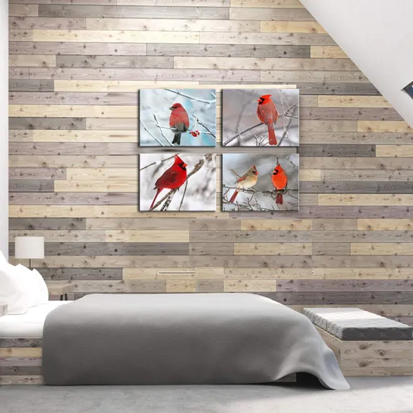 Multicolor_4_Piece_Modern_Canvas_Painting_Wall_Art_Birds_Red_Cardinal_on_Snowy_Branch_Pictures_Print_|_For_Living_Room_Decor_Winter_Landscape_Poster_Gallery_Wrap_Ready_to_Hang