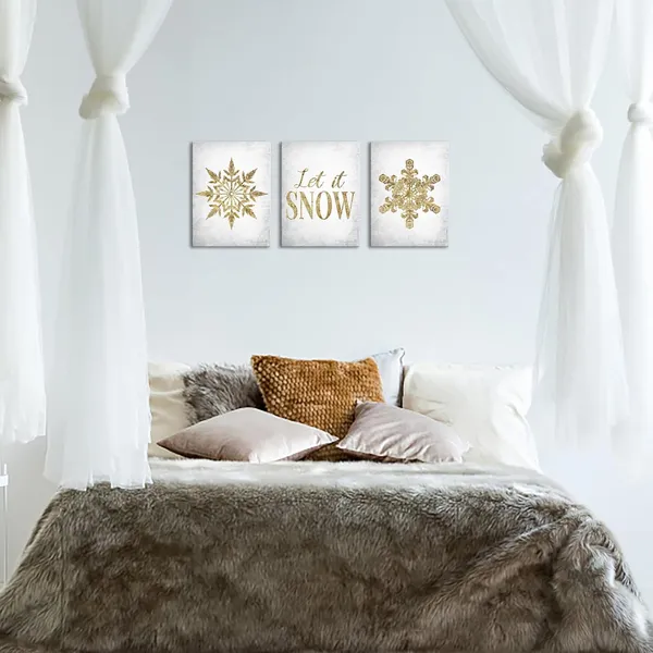 Multicolor_3_Piece_Winter_Canvas_Wall_Art_Modern_Golden_Snowflake_Painting_Art_Prints_Simple_Life_Quotes_Picture_Poster_|_For_Living_Room_Bedroom_Bathroom_Wall_Decoration_Framed_Artwork_Ready_to_Hang