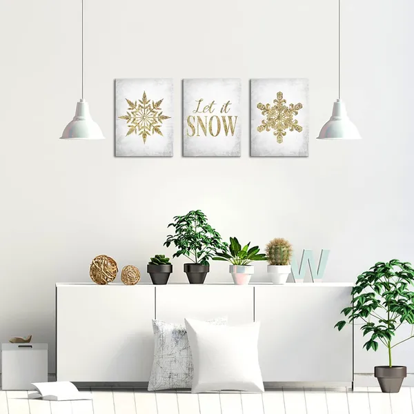 Multicolor_3_Piece_Winter_Canvas_Wall_Art_Modern_Golden_Snowflake_Painting_Art_Prints_Simple_Life_Quotes_Picture_Poster_|_For_Living_Room_Bedroom_Bathroom_Wall_Decoration_Framed_Artwork_Ready_to_Hang