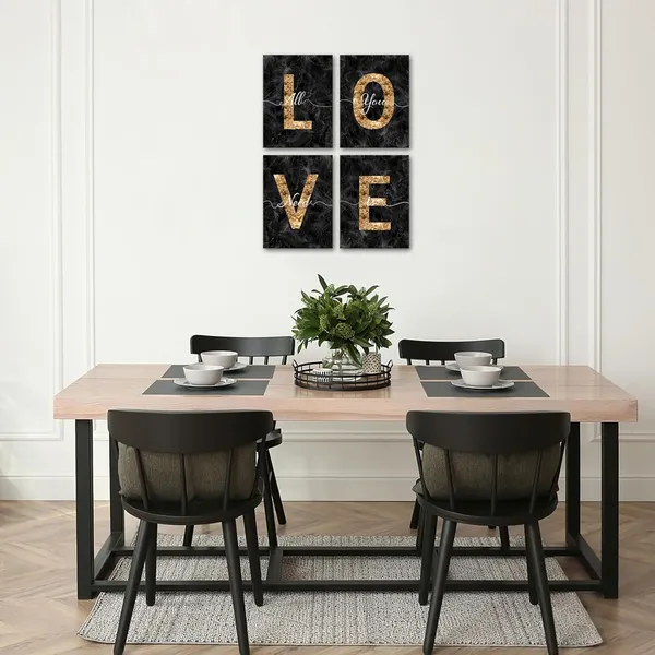 Multicolor_Glam_Black_and_Gold_Canvas_Wall_Art_All_You_Need_is_Love_Sign_Decor_Fashion_Glitter_Marble_Love_Quotes_|_For_Girl_Women_Bedroom_Bathroom_Valentine's_Day_Gifts_(Black)