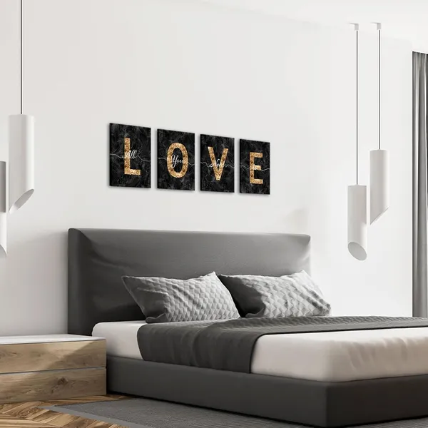 Multicolor_Glam_Black_and_Gold_Canvas_Wall_Art_All_You_Need_is_Love_Sign_Decor_Fashion_Glitter_Marble_Love_Quotes_|_For_Girl_Women_Bedroom_Bathroom_Valentine's_Day_Gifts_(Black)