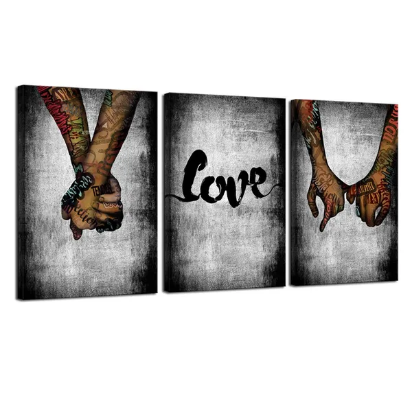 Multicolor_Graffiti_Paintings_Canvas_Wall_Art_Promise_Holding_Hands_Pop_Art_Posters_Prints_Abstract_Love_Bedroom_Wall_Decor_Modern_Giclee_Artwork_Framed_Ready_to_Hang