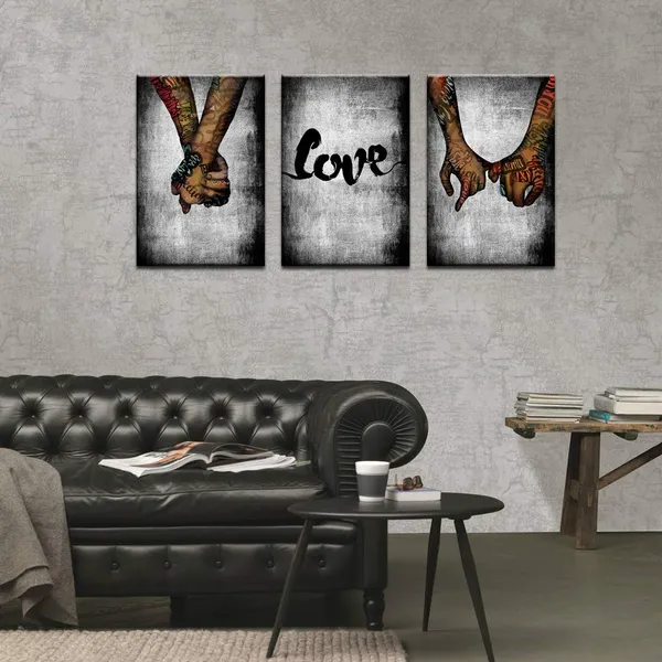 Multicolor_Graffiti_Paintings_Canvas_Wall_Art_Promise_Holding_Hands_Pop_Art_Posters_Prints_Abstract_Love_Bedroom_Wall_Decor_Modern_Giclee_Artwork_Framed_Ready_to_Hang