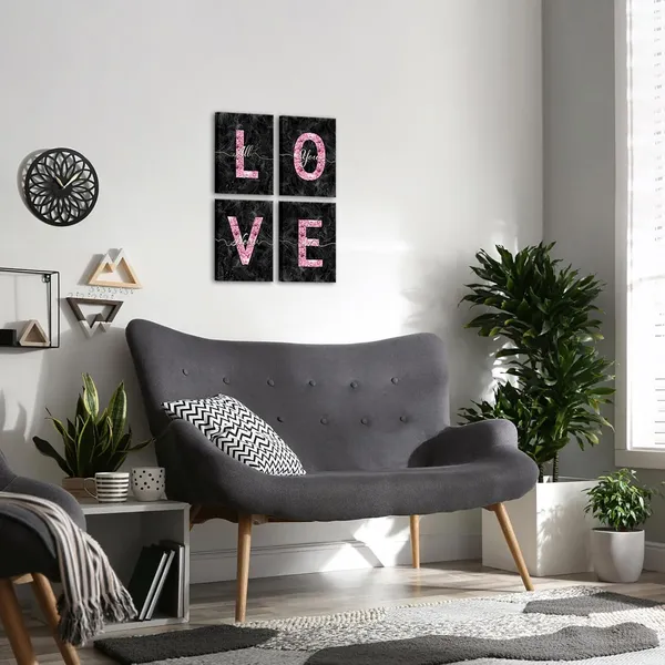 Multicolor_Glam_Pink_Canvas_Wall_Art_All_You_Need_is_Love_Sign_Decor_Fashion_Glitter_Marble_Love_Quotes_|_For_Girl_Women_Bedroom_Bathroom_Valentine's_Day_Gifts_(Black)