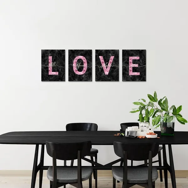 Multicolor_Glam_Pink_Canvas_Wall_Art_All_You_Need_is_Love_Sign_Decor_Fashion_Glitter_Marble_Love_Quotes_|_For_Girl_Women_Bedroom_Bathroom_Valentine's_Day_Gifts_(Black)