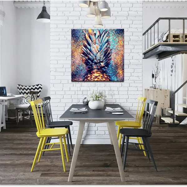 Multicolor_Fashion_Wall_Art,Glamour_Pineapple_Shine_Picture_Wall_Art_Print_Girl_Room_Decoration,Modern_Canvas_Artwork,Gallery_Wrapped,Ready_to_Hang