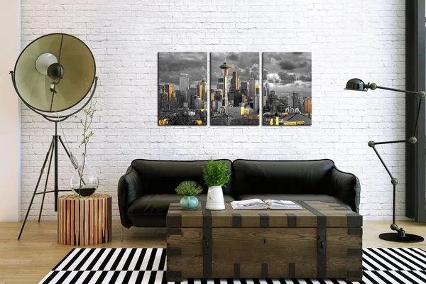 Multicolor_3_Piece_Canvas_Wall_Art_City_Seattle_Skyline_at_Sunset_Wall_Pictures_|_For_Living_Room_Modern_Washington_Cityscape_Art_Wall_Decor_Stretched_and_Framed_Ready_to_Hang