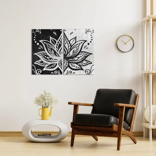 Multicolor_Abstract_Lotus_Flower_Canvas_Wall_Art_Zen_Floral_Painting_Prints_Vintage_Bedroom_Yoga_Room_Decorations_(Black)