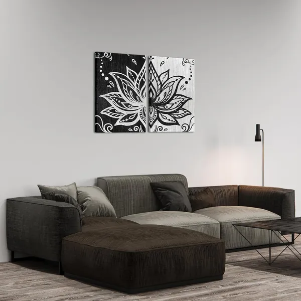 Multicolor_Abstract_Lotus_Flower_Canvas_Wall_Art_Zen_Floral_Painting_Prints_Vintage_Bedroom_Yoga_Room_Decorations_(Black)