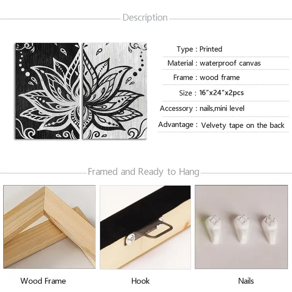 Multicolor_Abstract_Lotus_Flower_Canvas_Wall_Art_Zen_Floral_Painting_Prints_Vintage_Bedroom_Yoga_Room_Decorations_(Black)
