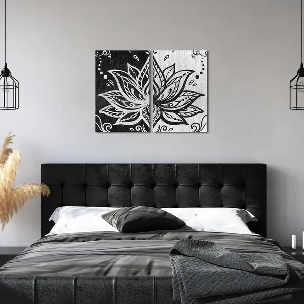 Multicolor_Abstract_Lotus_Flower_Canvas_Wall_Art_Zen_Floral_Painting_Prints_Vintage_Bedroom_Yoga_Room_Decorations_(Black)