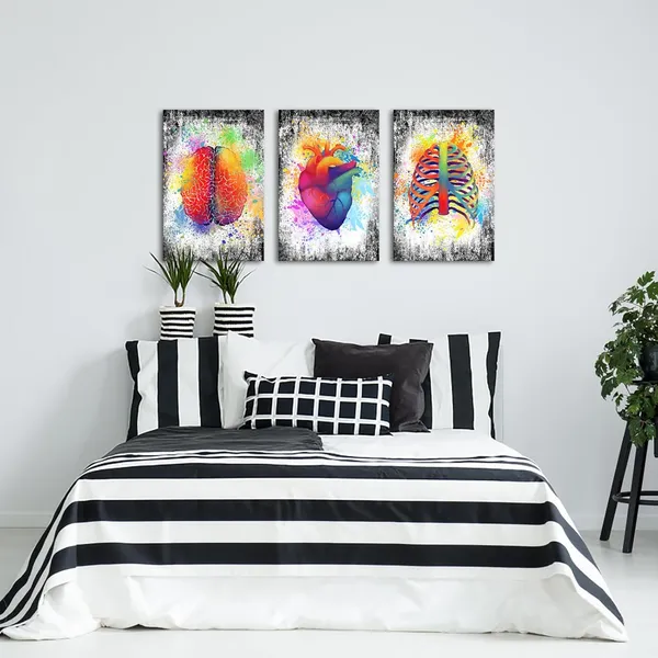 Multicolor_3_Piece_Canvas_Wall_Art_Abstract_Human_Brain_Rib_Cage_Heart_Painting_Art_Prints_|_For_Medical_Office_Wall_Decor_Education_Science_Artwork_Framed_Gifts_|_For_Students_Doctors_(16x24inchesx3pcs)