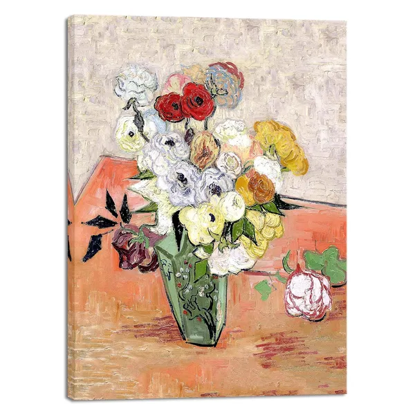 Multicolor_Abstract_Flowers_Canvas_Prints_Japanese_Vase_with_Roses_and_Anemones_by_Vincent_Van_Gogh_Oil_Paintings_Reproduction_Artwork_|_For_Home_Office_Bedroom_Decorations