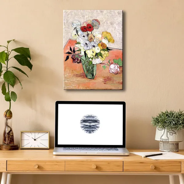 Multicolor_Abstract_Flowers_Canvas_Prints_Japanese_Vase_with_Roses_and_Anemones_by_Vincent_Van_Gogh_Oil_Paintings_Reproduction_Artwork_|_For_Home_Office_Bedroom_Decorations