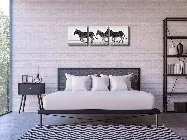 Multicolor_AH3021_12-Inch-by-12-Inch_Zebra_Stretched_3_Panels_Giclee_Canvas_Prints,_Black_and_White_by_Pyradecor
