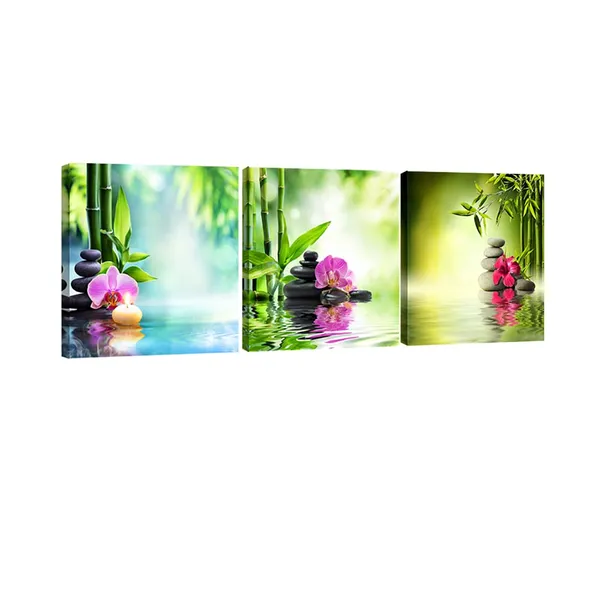 Multicolor_3_Piece_Modern_Stretched_and_Framed_Contemporary_Zen_Spa_Stone_Giclee_Canvas_Prints_Green_Bamboo_Pictures_paintings_on_Canvas_Wall_Art_|_For_Living_Room_Bedroom_Home_Decorations