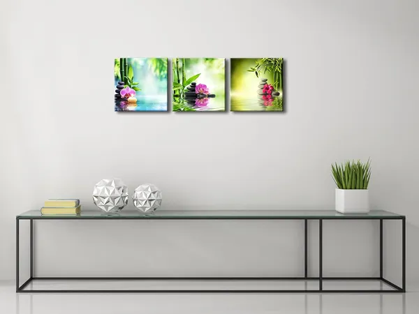 Multicolor_3_Piece_Modern_Stretched_and_Framed_Contemporary_Zen_Spa_Stone_Giclee_Canvas_Prints_Green_Bamboo_Pictures_paintings_on_Canvas_Wall_Art_|_For_Living_Room_Bedroom_Home_Decorations