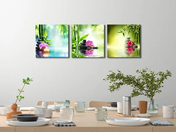 Multicolor_3_Piece_Modern_Stretched_and_Framed_Contemporary_Zen_Spa_Stone_Giclee_Canvas_Prints_Green_Bamboo_Pictures_paintings_on_Canvas_Wall_Art_|_For_Living_Room_Bedroom_Home_Decorations