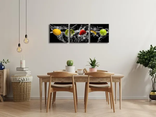 Multicolor_Dancing_Fruit_Modern_Landscape_Artwork_3_Panels_Giclee_Canvas_Prints_on_Stretched_and_Framed_Canvas_Wall_Art_D??or_|_For_Living_Room_Home_Decorations