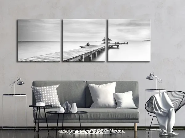 Multicolor_Large_3_Panels_Black_and_White_Peace_Ocean_Bridge_Landscape_Canvas_Prints_Modern_Seascape_Canvas_Wall_Art_Sea_Pictures_Artwork_|_For_Living_Room_Bedroom_Home_Decorations_AH3067