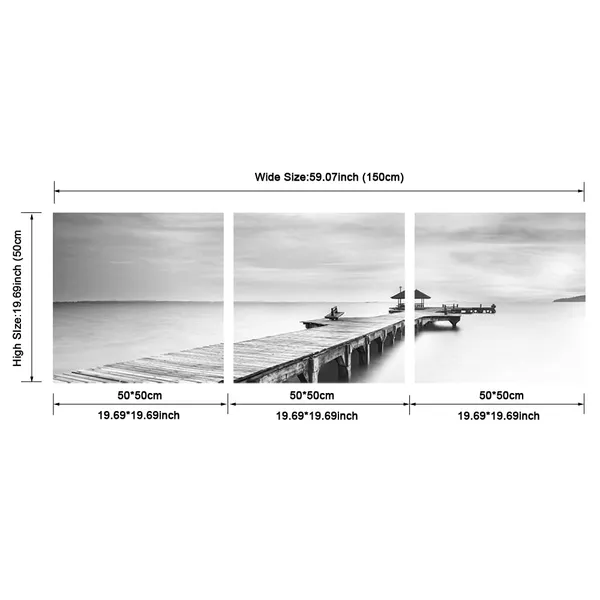 Multicolor_Large_3_Panels_Black_and_White_Peace_Ocean_Bridge_Landscape_Canvas_Prints_Modern_Seascape_Canvas_Wall_Art_Sea_Pictures_Artwork_|_For_Living_Room_Bedroom_Home_Decorations_AH3067