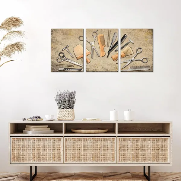 Multicolor_Barber_Canvas_Wall_Art_Hair_Salon_Artwork_Painting_Prints_Vintage_Haircut_Tools_Picture_Black_Barber_Shop_Pictures_Fashion_Beauty_Salon_Decor_|_For_Hair_Stylist_12"x16"x3pcs_(Beige)